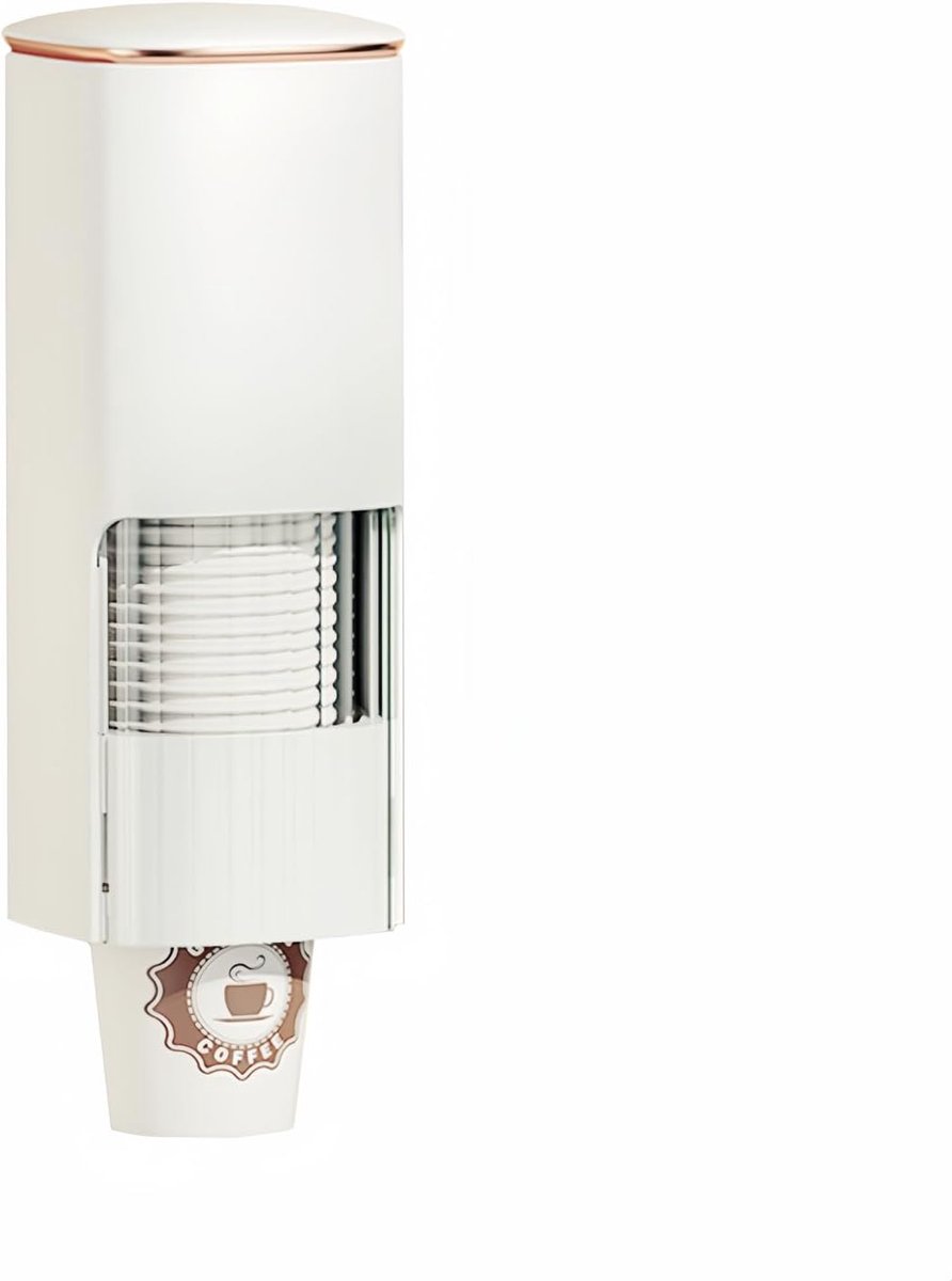 Bekerglas Dispenser - Bekerdispenser - Ophangbaar - Wandmontage - Met Stofkap - Bekerhouder - Wit