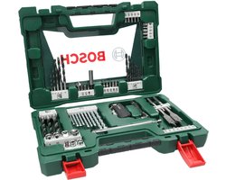 Bosch V-Line Boorset - 68-delig - Voor hout, metaal en steen - Met mes, magnetisch uitschuifbare pen en haakse multifunctionele bithouder