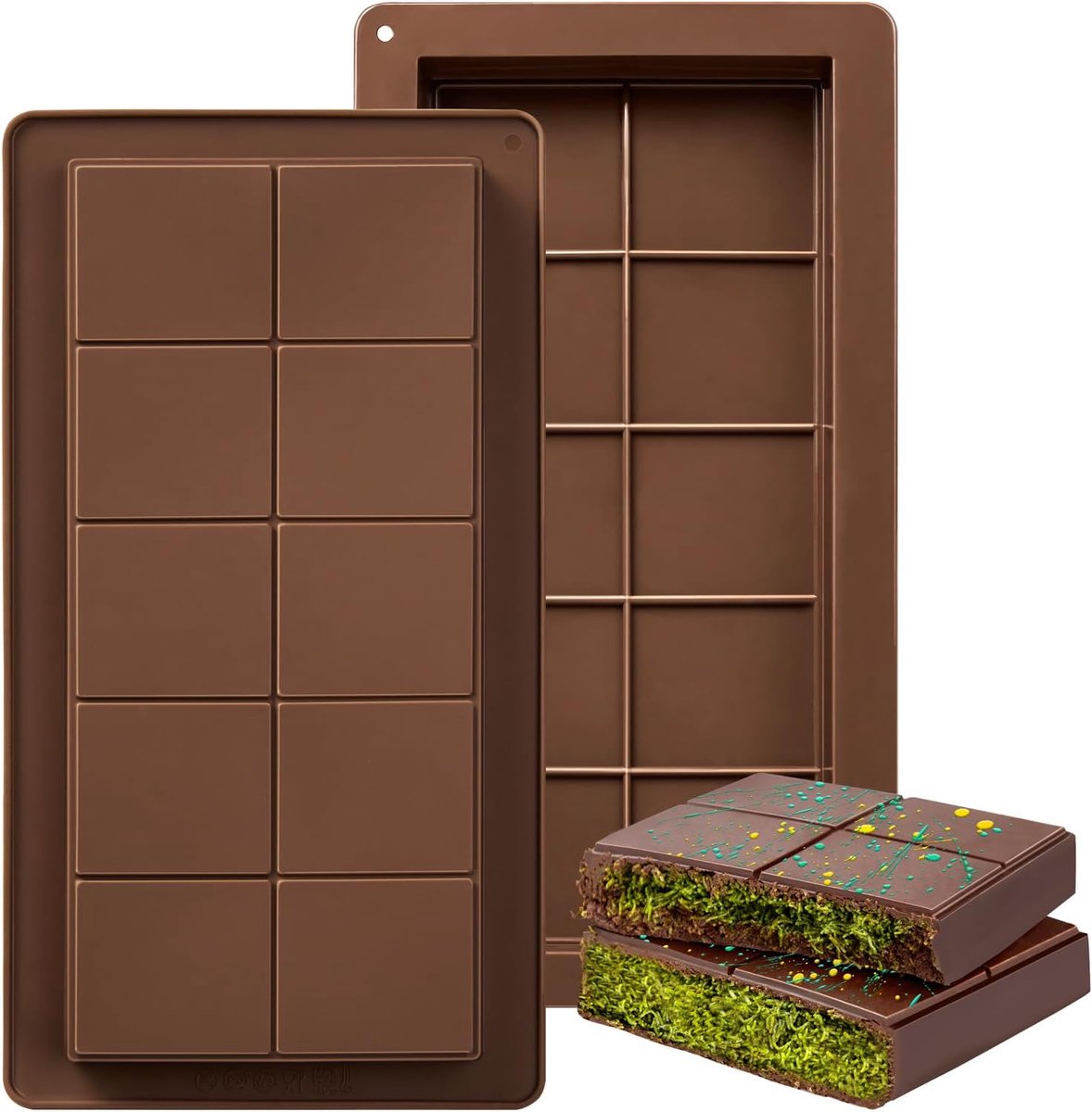 2 stuk siliconen chocoladereepvormpjes - Diepe antiaanbakvorm voor chocolaatjes - Wasvormpjes - Ideaal voor Valentijnsdag, Pasen, Kerstmis