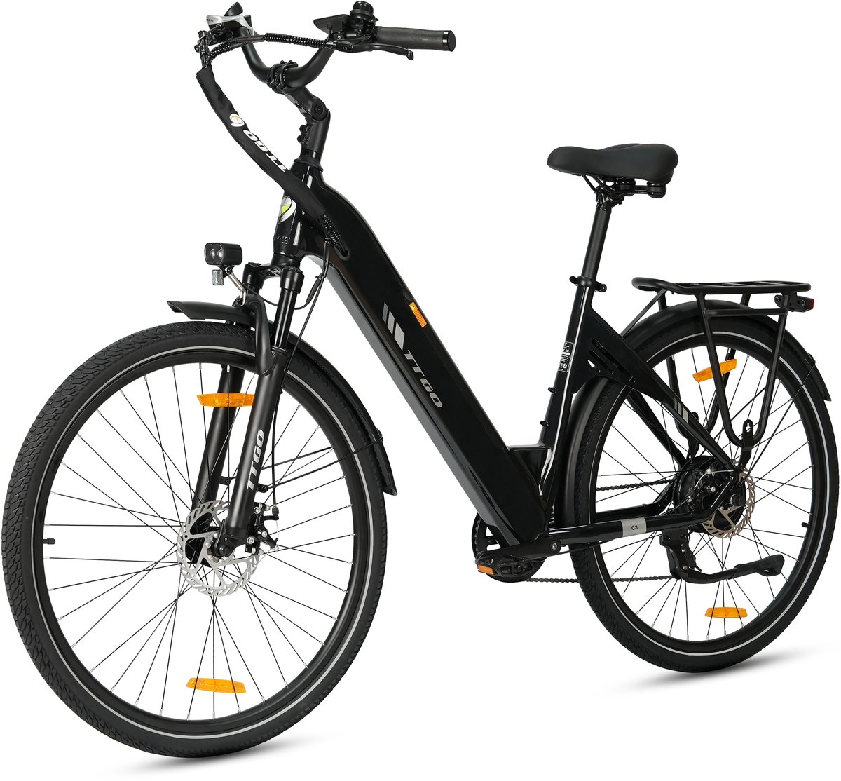 TTGO Elektrische Fiets C3- 28 Inch E-Bike Stadsfiets - 18Ah Accu tot 120 km Bereik - Shimano 7 Speed- Aluminium Frame - Zwart – foto 8