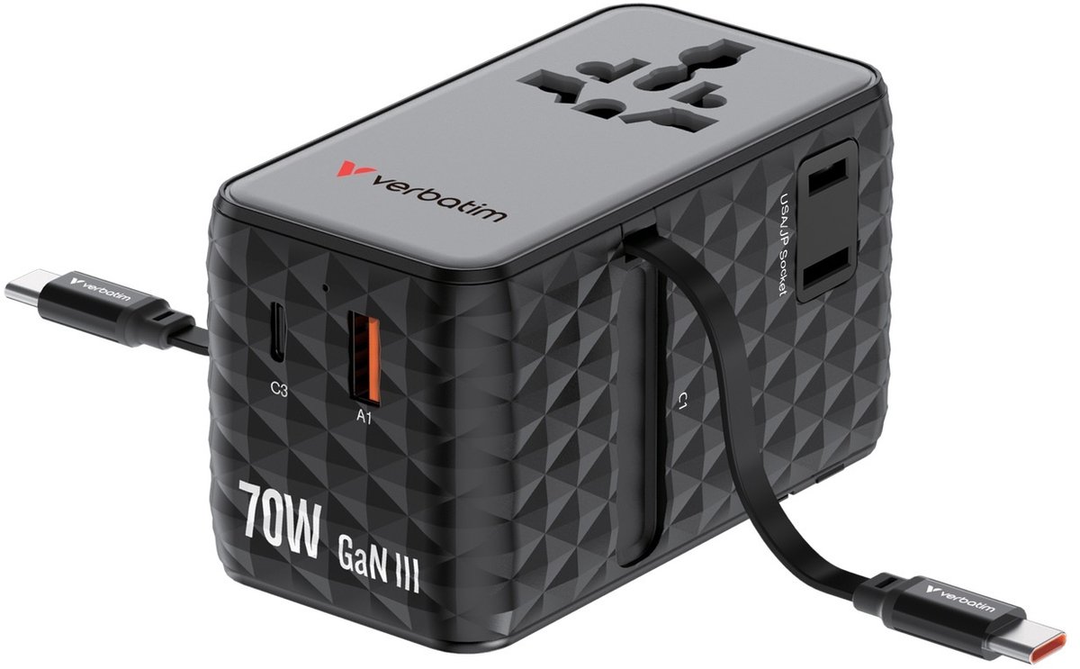 Verbatim Eu Vk Vs Reisadapter Voor Telefoons, Laptop 1Xusb-C 2Xusb-C