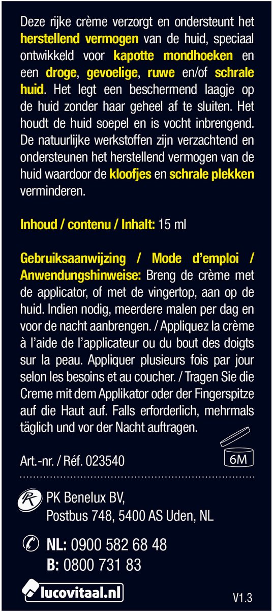 Lucovitaal Kapotte Mondhoeken Crème 15 ml — cadeau in Cadeau-ideeën - foto 2