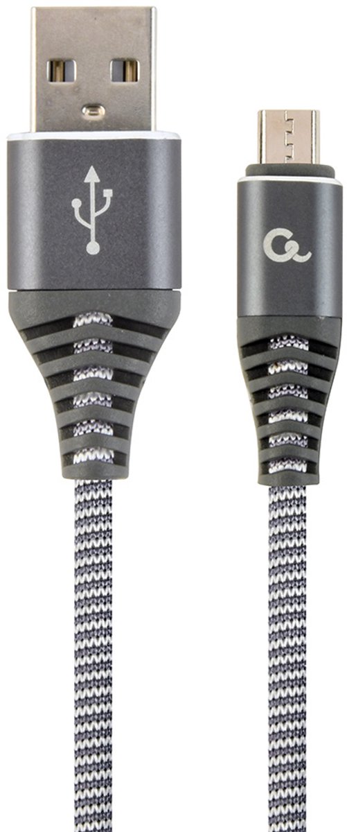 Premium micro-USB laad- & datakabel 'katoen', 1 m, spacegrey/wit