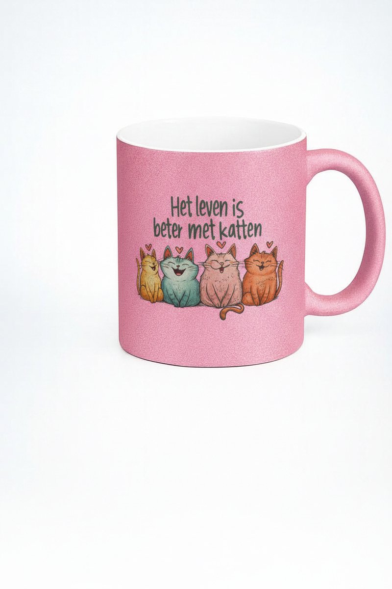 Leven is beter met katten - Gepersonaliseerde Koffiemok met Katten Design