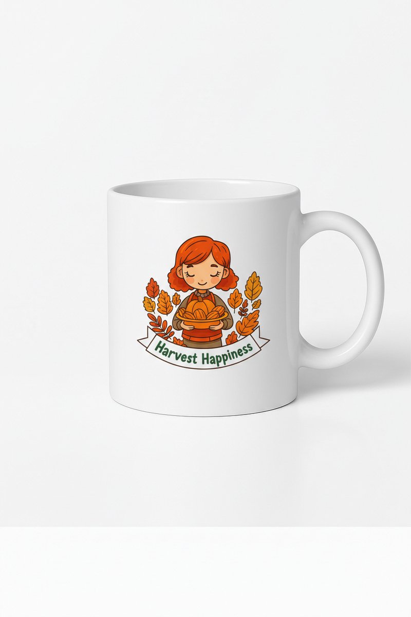 Harvest Happiness Mok - Keramische Koffiemok met Herfstthema