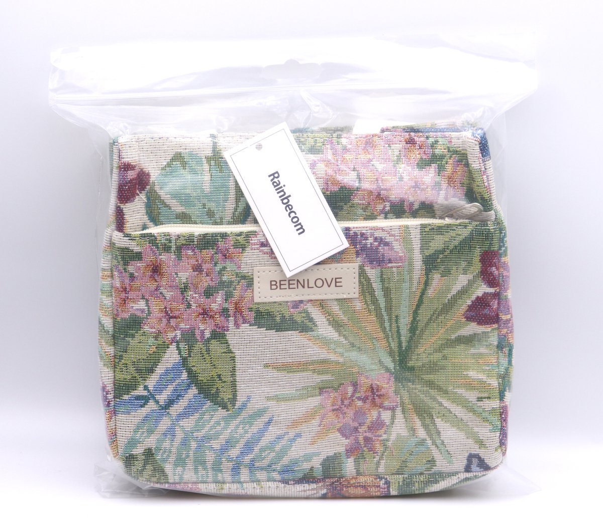 Rainbecom - Koeltassen Lunchtas 5,5L Geïsoleerd - Lunch tas Dames & Heren - 22x13.5x19.5 cm Lunchbag voor Werk & School - Koeltas Waterafstotend Polyester - Grote Opening met Rits - Beige Tropische Print — cadeau in Cadeau-ideeën - foto 6
