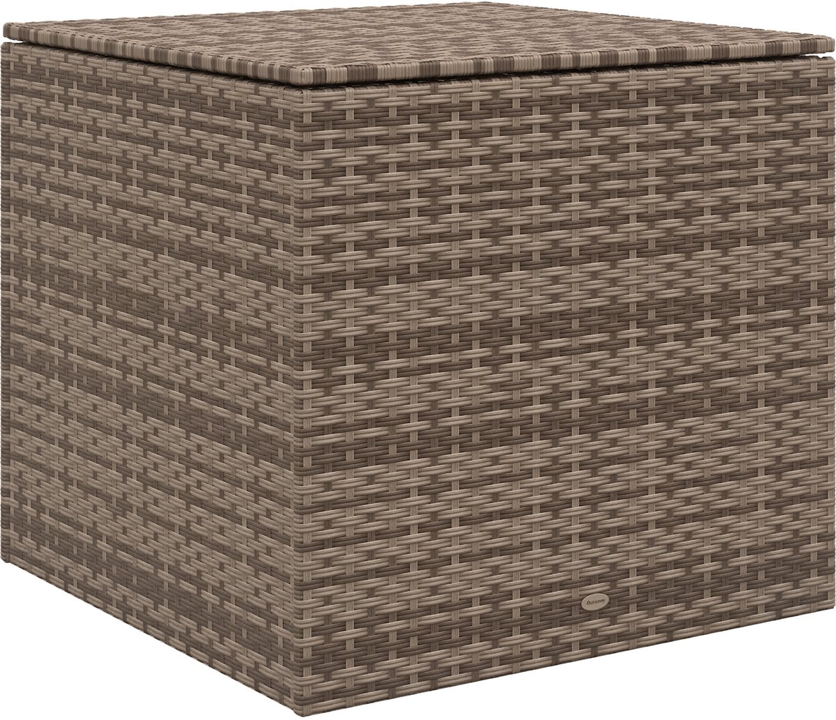 Opbergdoos Van Polyrattan, Met Stoffen voering, Gemakkelijk Te Openen En Te Sluiten, Metalen Frame, 75B x 75D x 70H cm, Zwart
