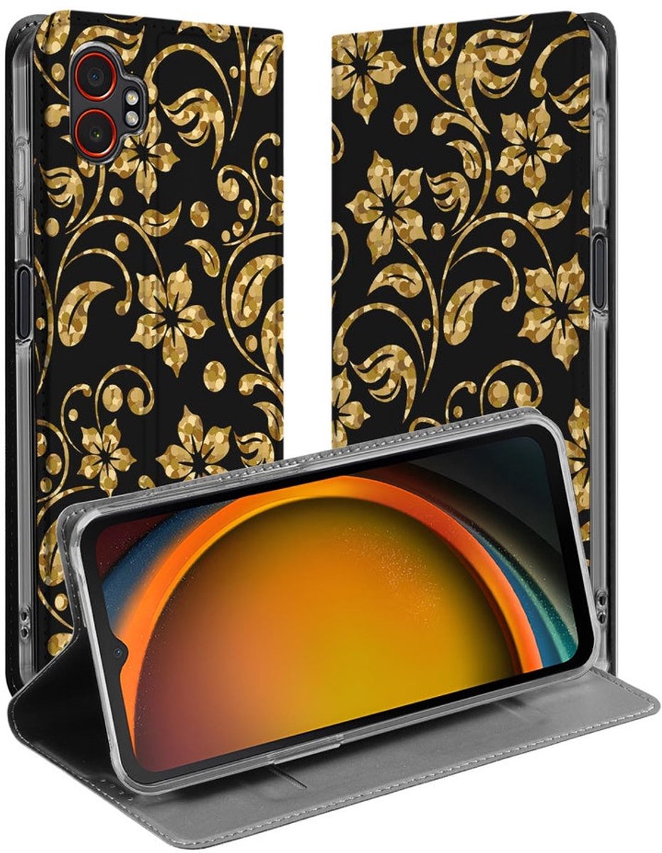 Book Wallet Case Samsung Galaxy Xcover 7 Pro Gouden Bloemen