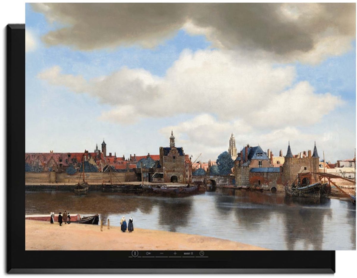 KitchenArt - Gezicht op Delft – Inductie Beschermer - 65x52 cm - Kookplaat Beschermer - Luxe Afdekplaat Inductieplaat - Anti-slip & Oprolbaar - Beschermmat Inductiekookplaat