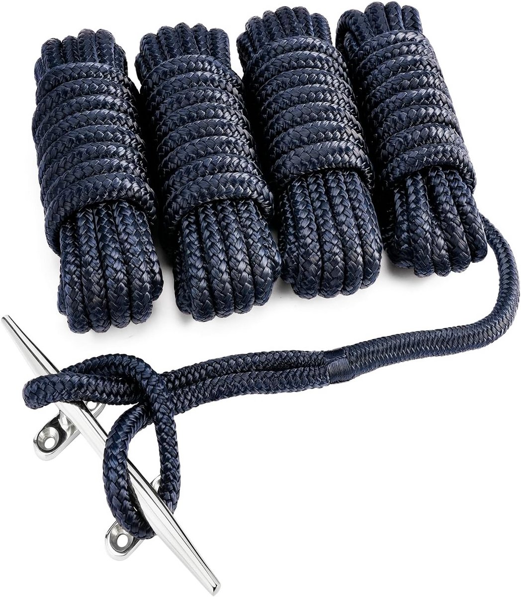 Dubbele gevlochten nylon touwen set met ogen voor boten en aanlegplaatsen