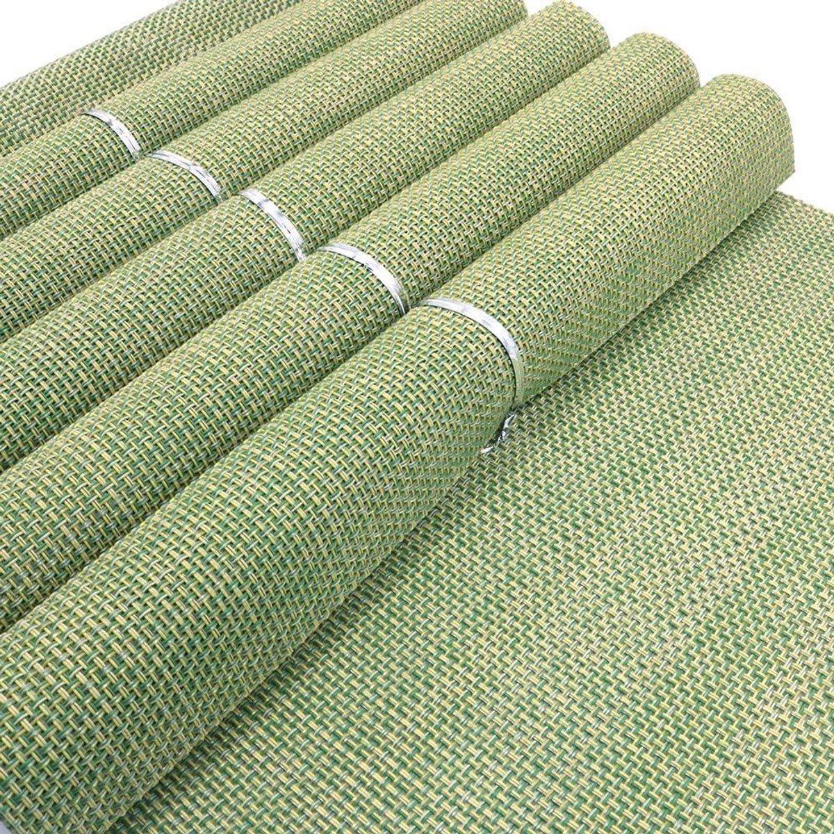 Set van 6 placemats 45x30 cm in groen voor keuken - antislip, wasbaar en hittebestendig
