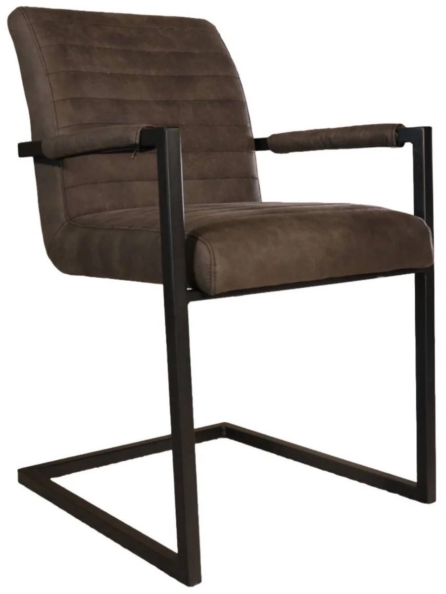 Lizzely Garden & Living Eetkamerstoel met armleuning zwart bruin microvezel Noor design eetstoel zetel