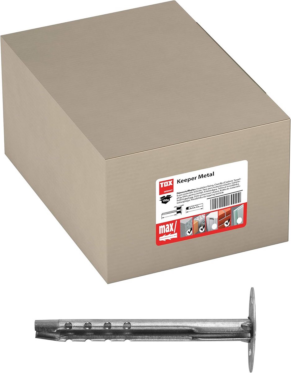 Isolatiepluggen - Universele Bevestigingspluggen voor Isolatiemateriaal, Type Keeper 8/140 mm, 100 Stuks