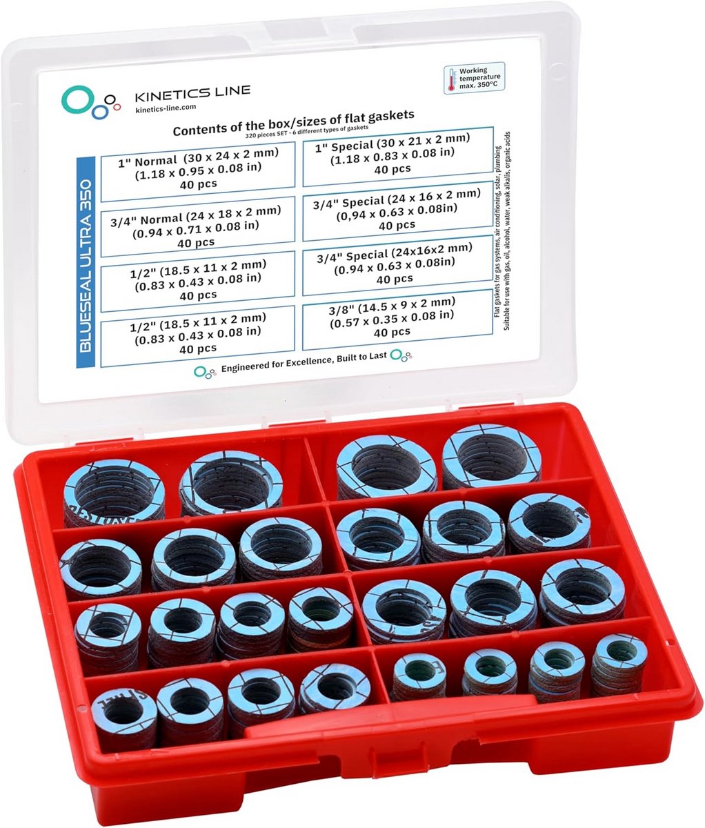 Assortiment Vlakke Afdichtingen Hoge Temperatuur Aramidevezel VM 3/8 tot 1 Inch