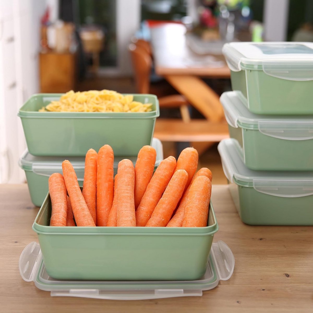 Set van 6 Luchtdichte Vershouddozen Stapelbaar 2500 ml Koelkast Vriezer