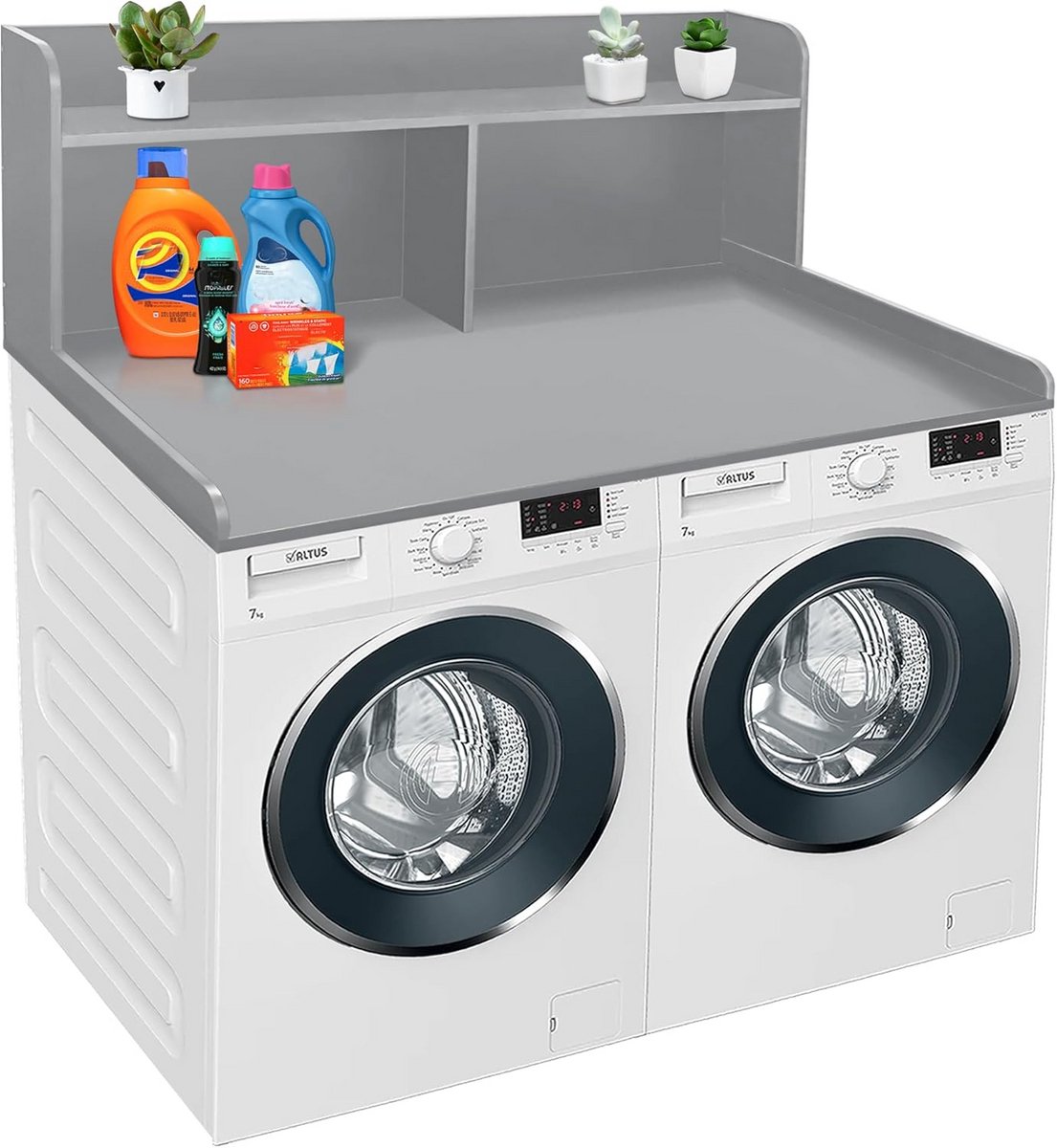 Wasmachine en Droger Meubel met 2-laags Opbergplank, Universeel Geschikt