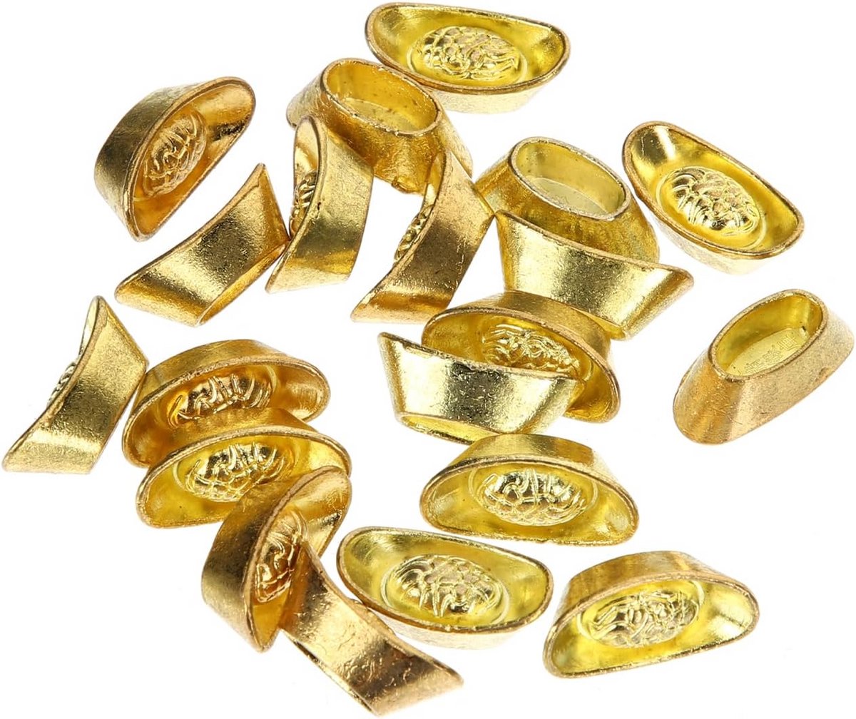 20 Stuks Feng Shui Yuan Bao Symbolen voor Rijkdom en Geluk - Mini Metalen Barra Decoratie