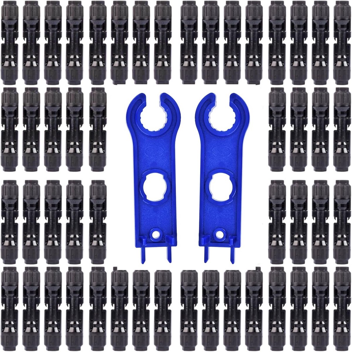 100 Stuks MC4 Zonne-connector Set voor Zonnepanelen, Waterdicht IP67, Inclusief Spanners