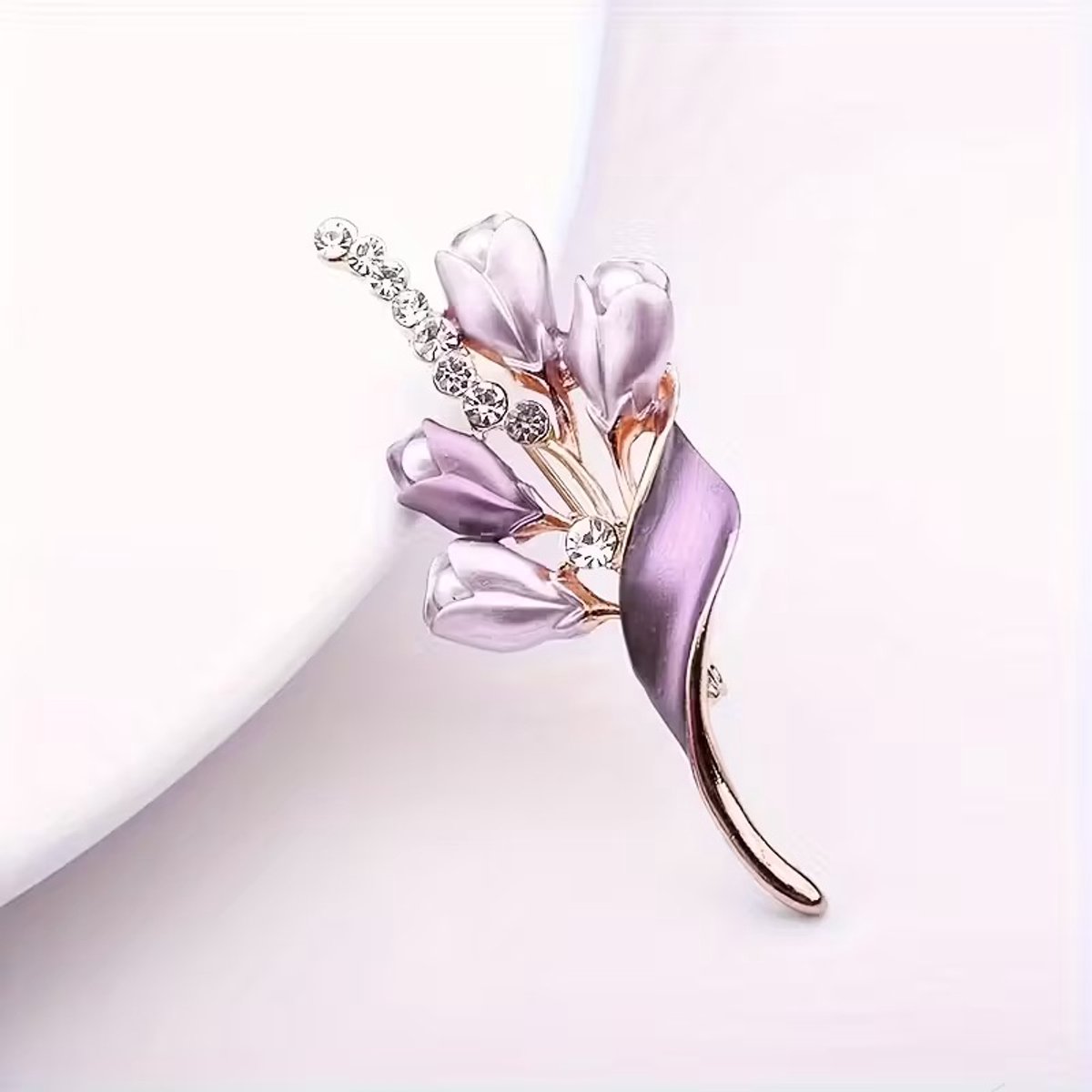 Dames Broche Paarse Tulp - Bloem Design - Elegant Accessoire
