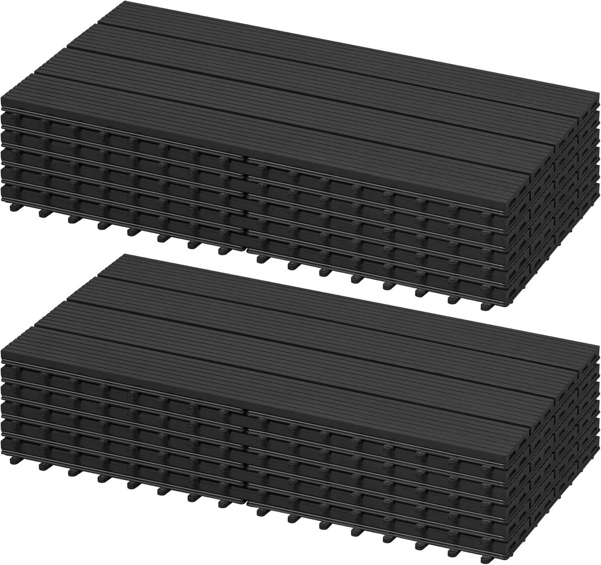 Set van 12 WPC Terrastegels Kliksysteem 30x60 cm Antraciet voor Balkon en Tuin