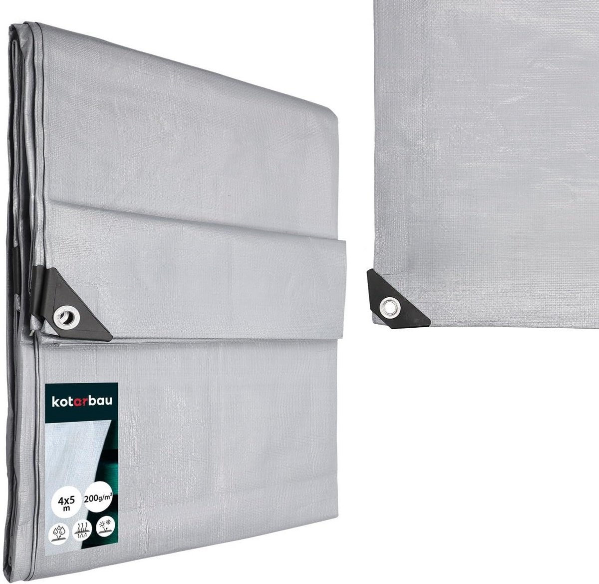 Waterdicht Afdekzeil Polyethyleen 4 x 5 m Zilver UV-bestendig Beschermzeil