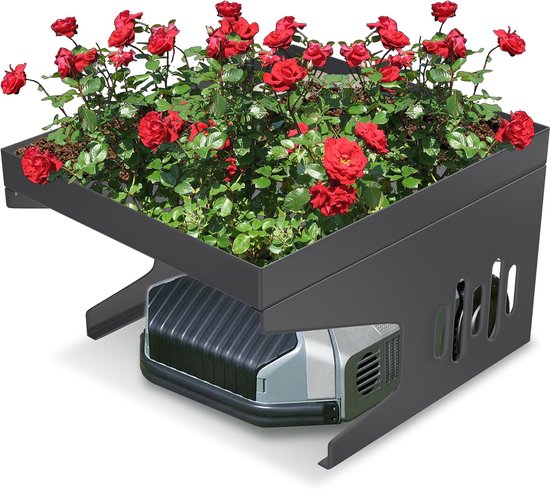 Robotmaaier garage dak 70x60x43 cm met plantenbak, metalen overkapping, regen- en zonbescherming, weerbestendig
