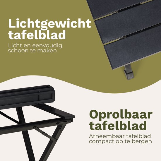 TRVLMORE Campingtafel - 80x58x71 cm - Lichtgewicht met Aluminium Frame - Vouwtafel Verstelbaar - Kampeertafel - Klaptafel - Zwart van Merkloos — afbeelding 4
