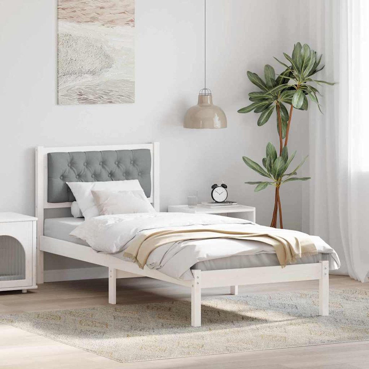 vidaXL Bedframe - Lichtgrijs - 80 - x - 200 - cm - Massief - grenenhout