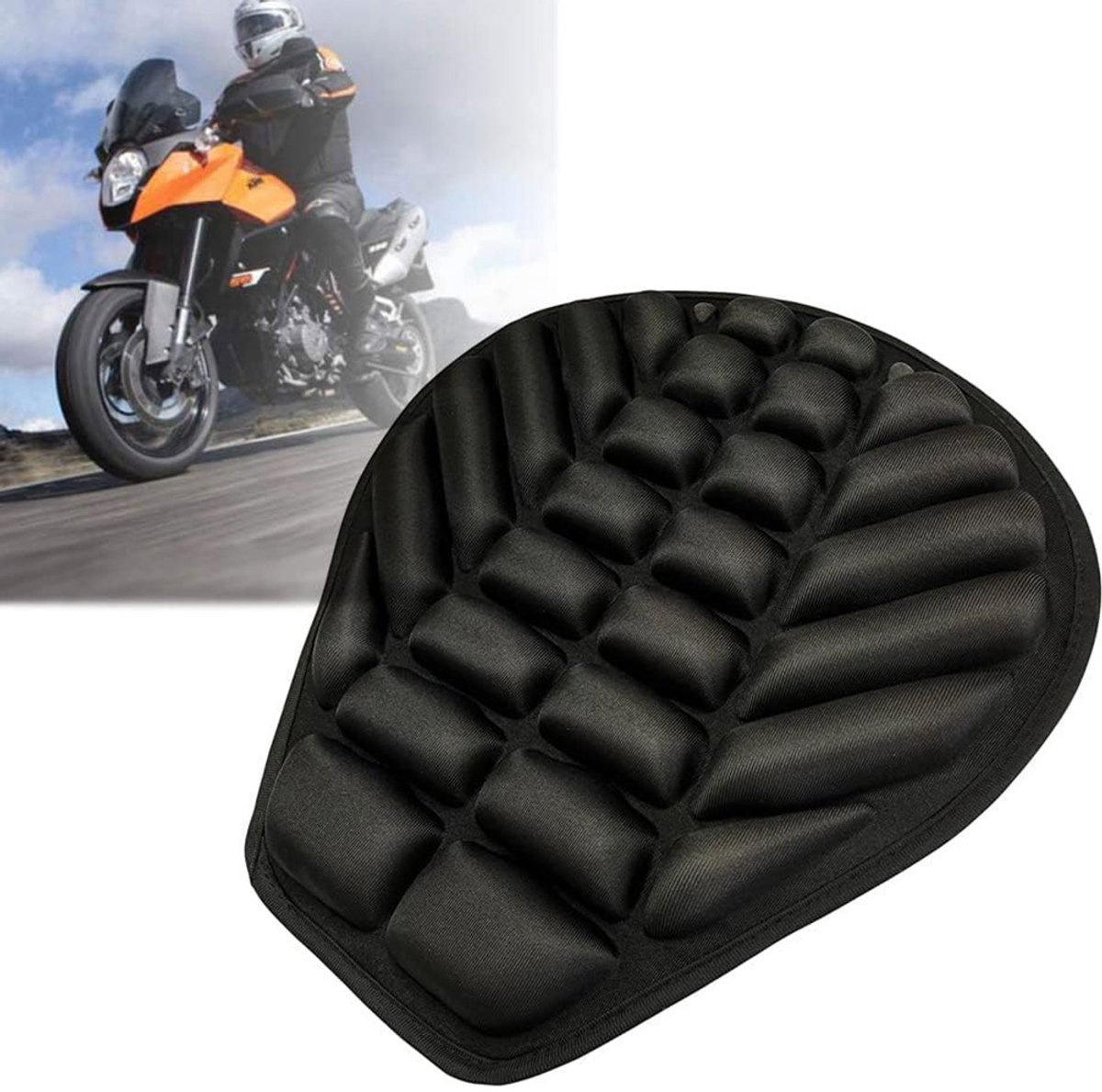 Zitkussen - Universeel - Motorzadelhoes - Luchtgeveerde Zadelhoes - Schokdemper - Drukverlagend Zadel - Zwart