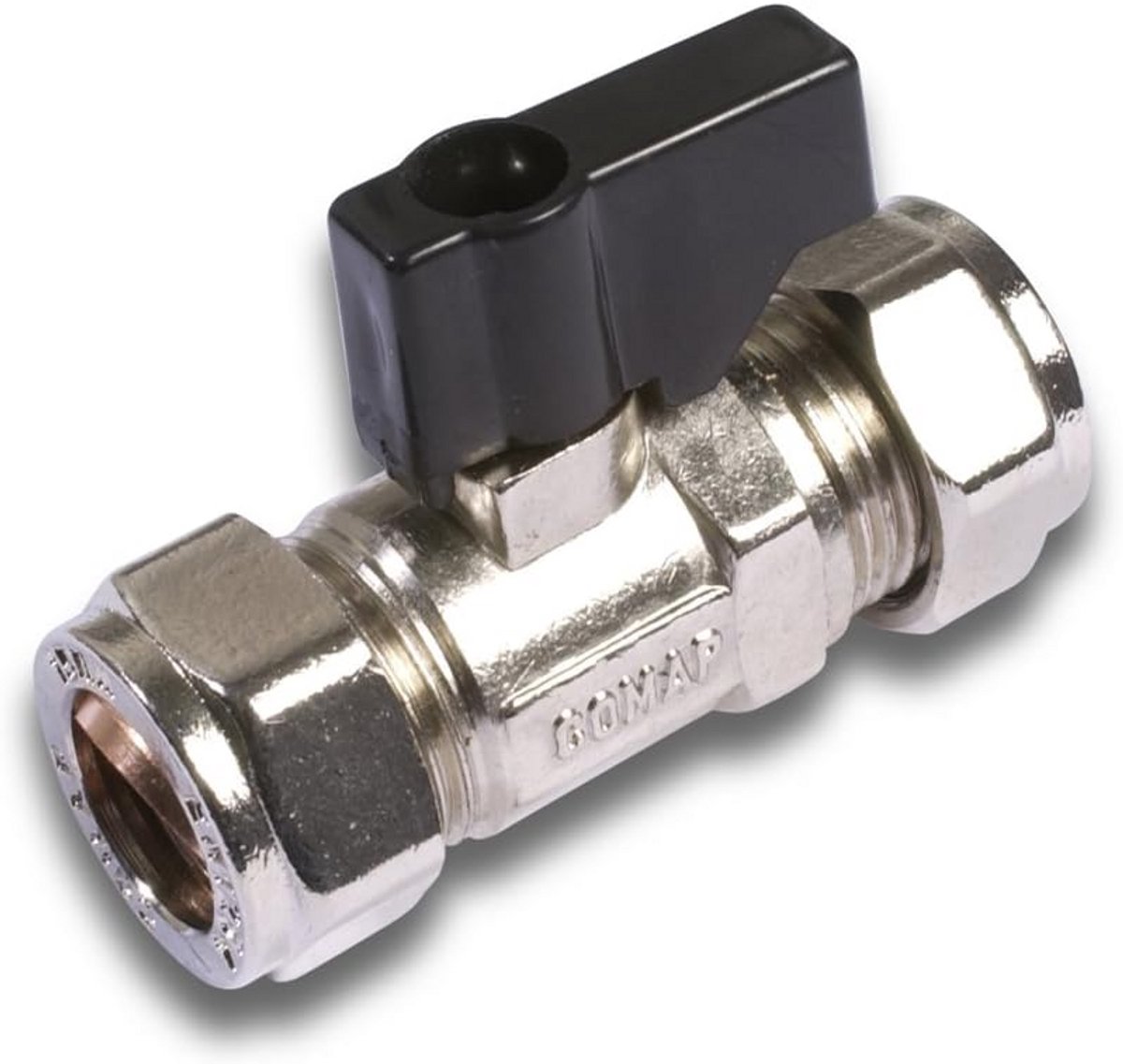 Afsluitklep 15 mm met Draaibeugel Chroom Wit