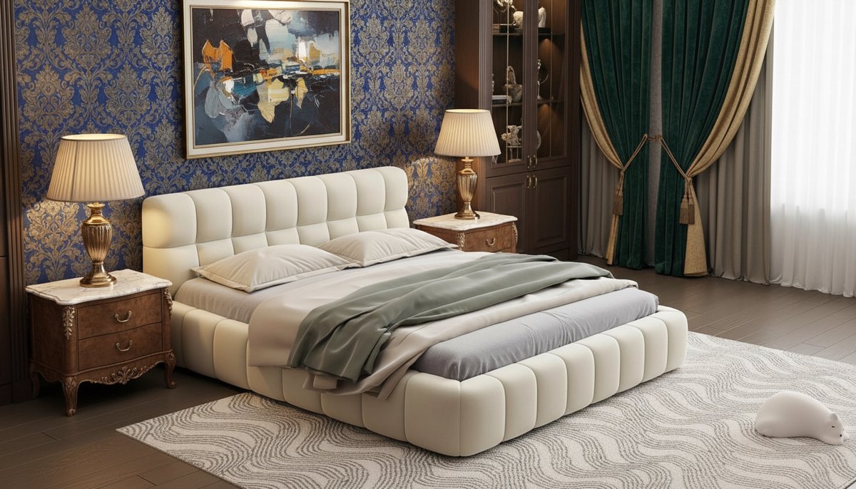 Bedframe 160x200 Tweepersoons – Casa Velluto CloudBubble Luxe – Beige Gestoffeerd Bed met Bubble Hoofdbord – Inclusief Lattenbodem – Linnen Bekleding – Modern 2 Persoons Bed 160x200 – Queen Size