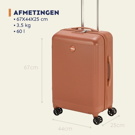 Princess Traveller Oceans kofferset 3 delig (S/M/L) – Mocha Mousse – Lichtgewicht koffers – 191L – GRS gecertificeerd