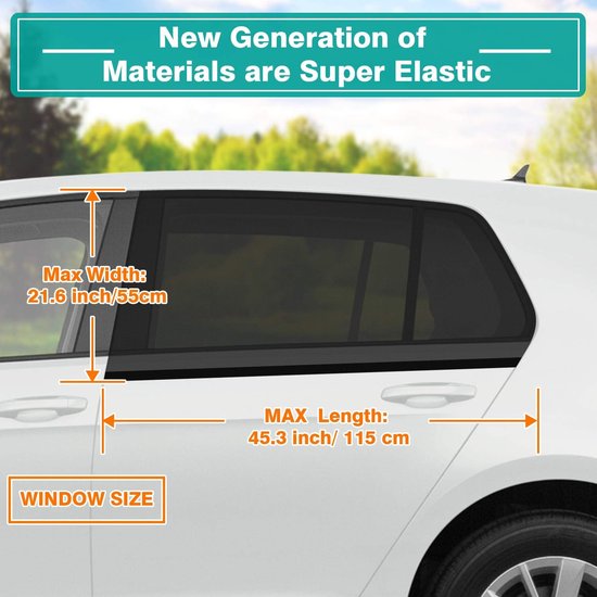 Zonnescherm voor de auto (baby) - 2 stuks zonnesokken - Blokkeert uv-straling - Zonwering voor de achterruit (voor kinderen en huisdieren) - Geschikt voor de meeste voertuigen (Zwart). van Merkloos — afbeelding 3