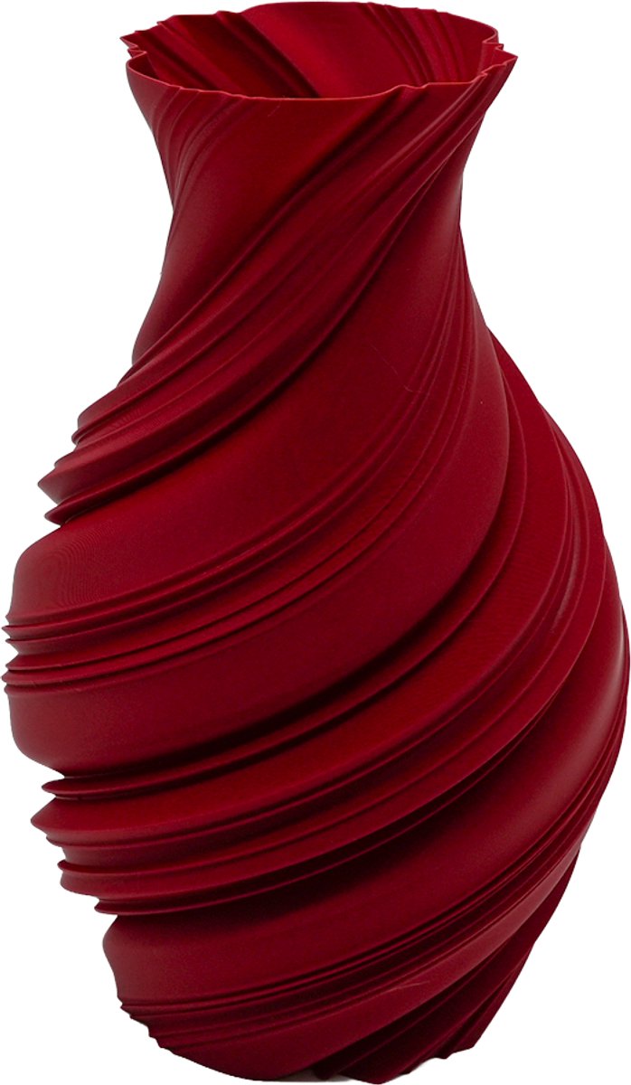 Lovora Flowy Japandi vaas - Decoratieve vaas - Donker Rood - 3d geprinte vaas – geschikt voor droogbloemen - 25CM