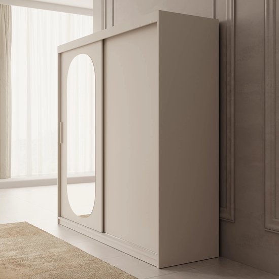 Meubles - Armoire Bodhi - Beige - 200 cm - Avec miroir