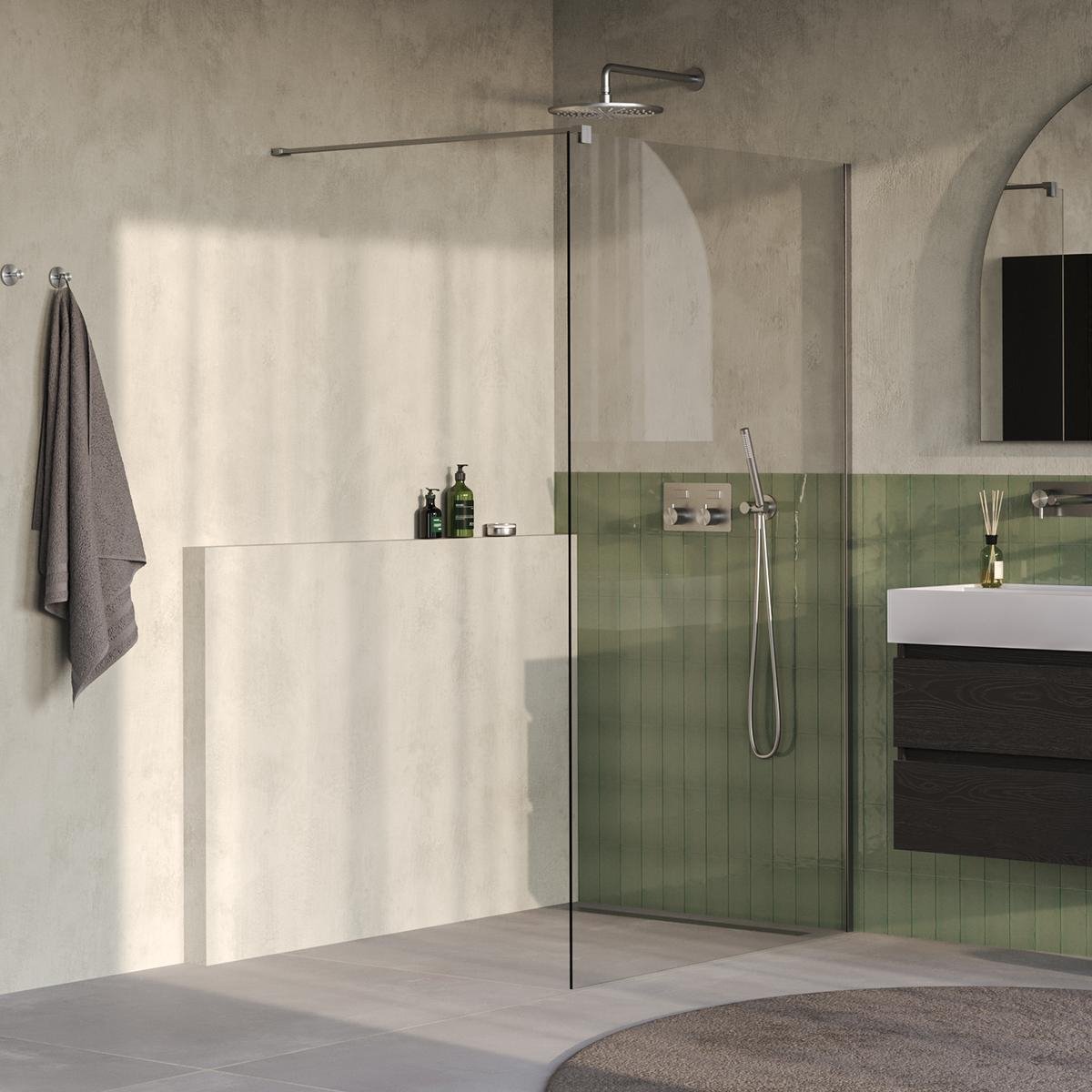 Brauer Oblivion - Inloopdouche - Helder Glas - 110 x 200 cm - incl. Glascoating - PVD RVS-Kleurig Geborsteld