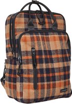 New Rebels Scott Milwaukee Rugtas Laptop 15,6 inch 20L Checker Tweed Oranje Zwart Rugzak Werktas Schooltas