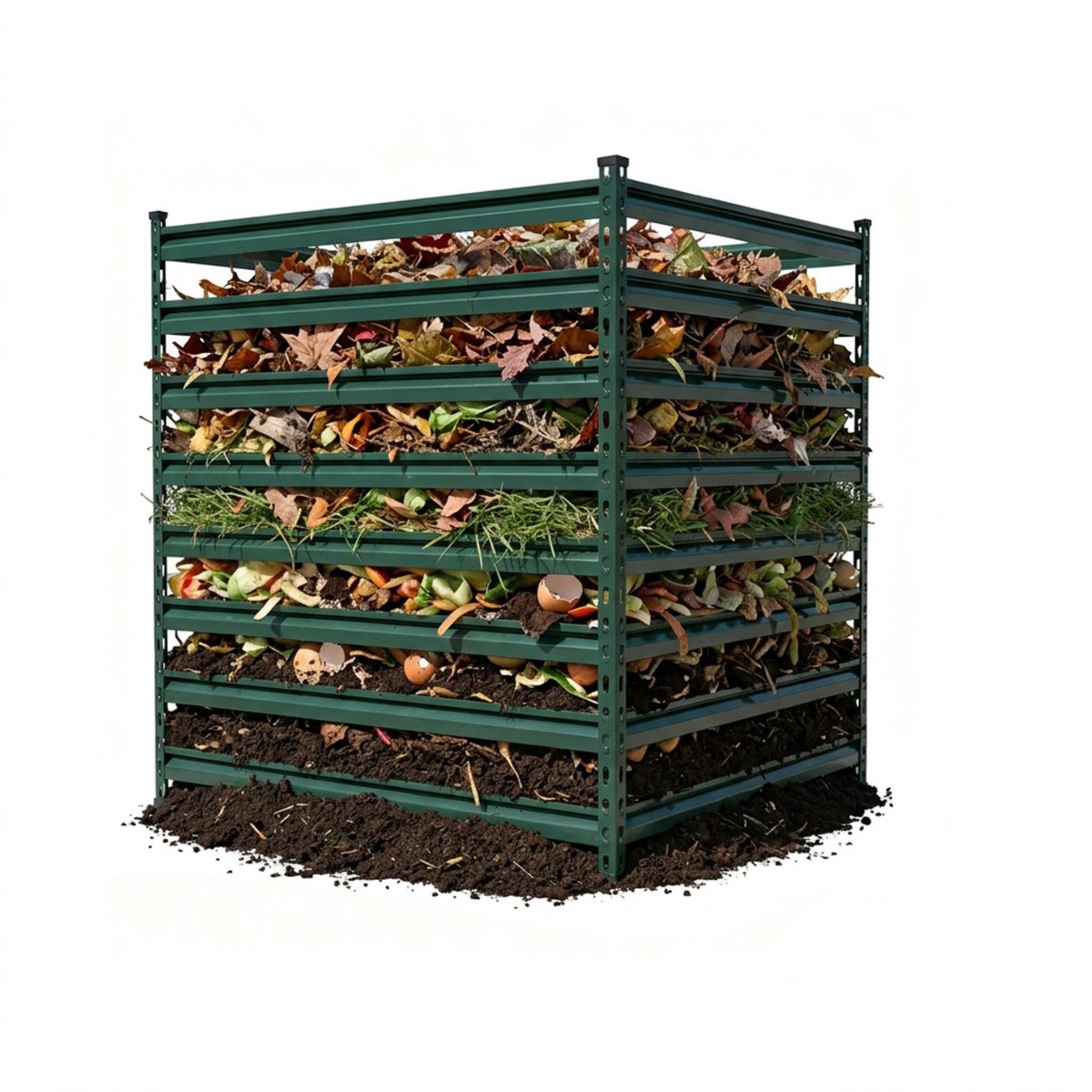 Compostbak - 729 liter - staal - groen