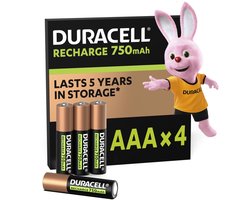 Duracell AAA Oplaadbare Batterijen - 750mAh - 4 stuks