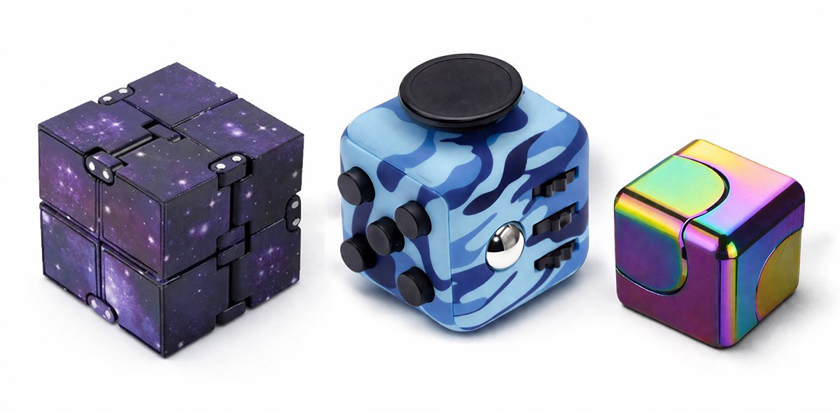 3 Stuks - Fidget cube - Infinity cube - Draaikubus - Fidget Toys - Friemelkubus - Volwassenen - Kinderen - Multicolor