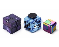 3 Stuks - Fidget cube - Infinity cube - Draaikubus - Fidget Toys - Friemelkubus - Volwassenen - Kinderen - Multicolor