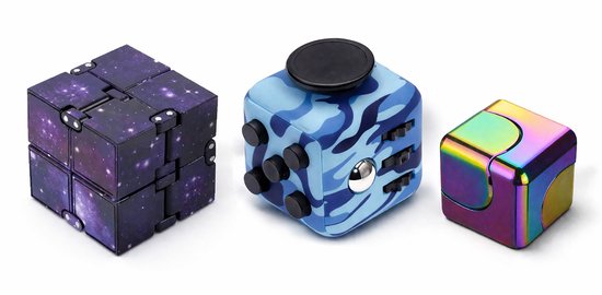 3 pièces - Fidget cube - Infinity cube - Cube rotatif - Fidget Toys - Cube à tripoter - Adultes - Enfants - Multicolor