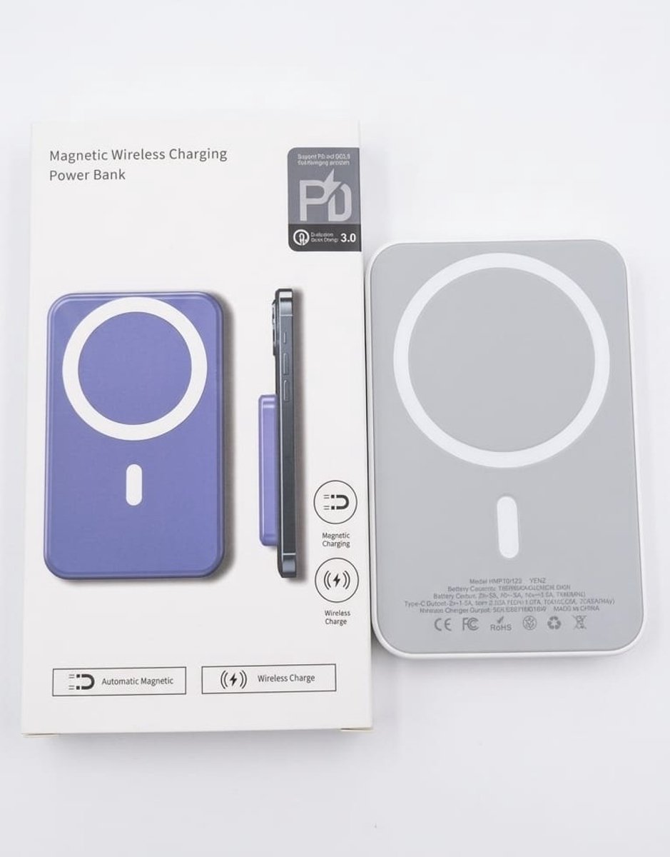 QC-Centre iPhone 12-17 Powerbank 10000mAh Magnetisch 15W - afbeelding 2