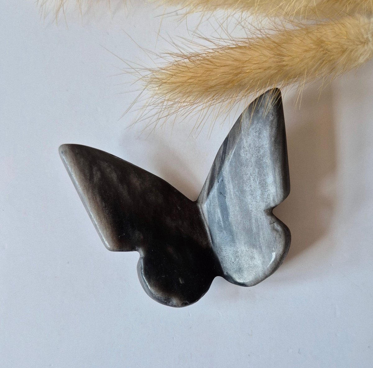 Edelsteen Vlinder 6x5 cm – Zilver Obsidiaan