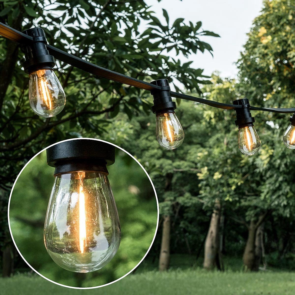 Prikkabel set met 2 watt filament lampen van helder glas: optie dimbaar