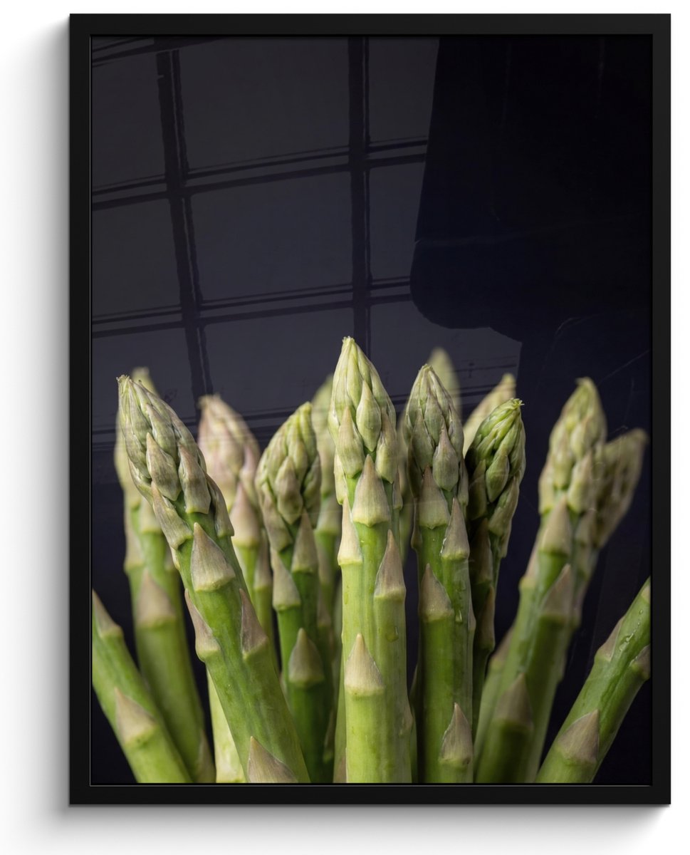 FrameYourWall Poster in lijst - Fotolijst 60x80 cm - Posters - Asperges - Groen - Zwart - Posterlijst zwart - Decoratie - Wanddecoratie woonkamer - Muurdecoratie slaapkamer