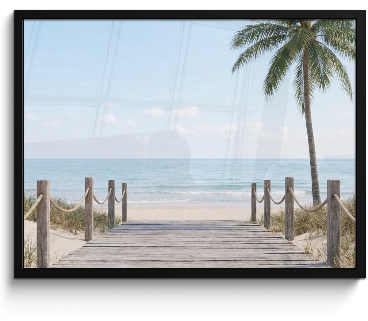 FrameYourWall Poster in lijst - Fotolijst 80x60 cm - Posters - Palmbomen - Pad - Horizon - Posterlijst zwart - Decoratie - Wanddecoratie woonkamer - Muurdecoratie slaapkamer