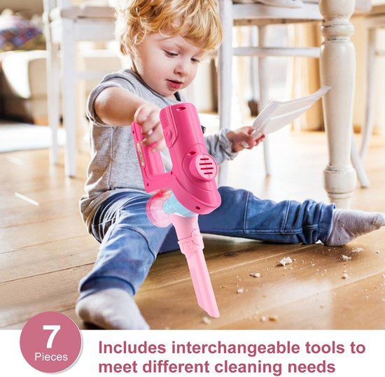 Speelgoedstofzuigerset voor kinderen - Schoonmaakset voor peuters, speelgoedstofzuiger die echt werkt - Speelgoedstofzuiger voor peuters van 3-5 jaar van Merkloos — afbeelding 2