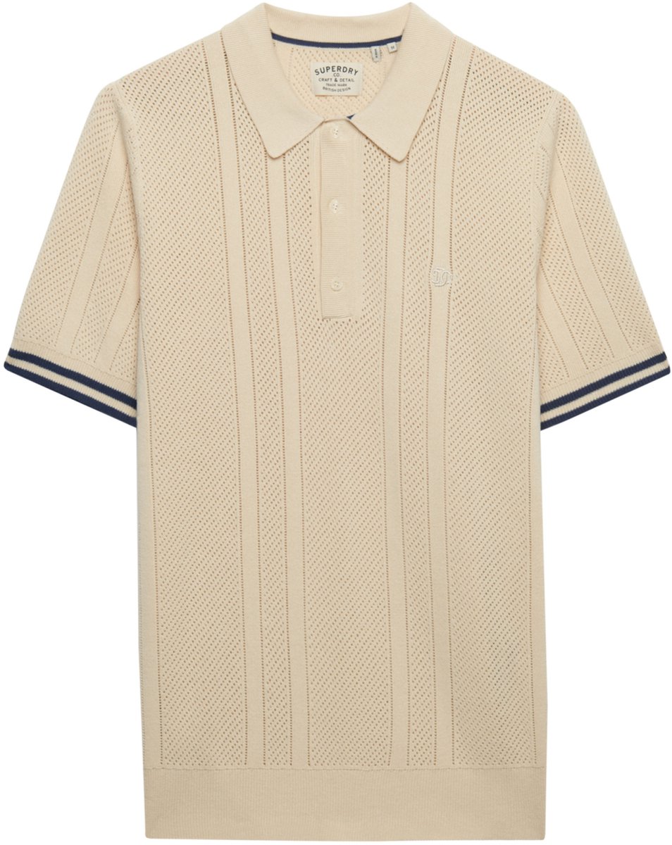 Superdry Poloshirt Knitted Texture Ss Polo M1110458a Oatmeal Mannen Beige