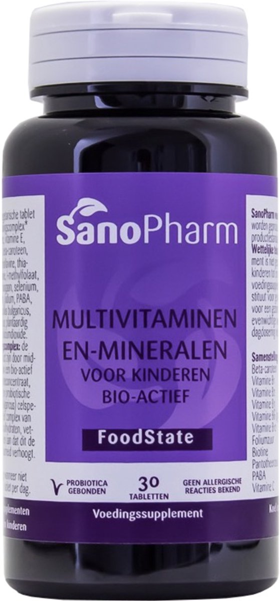 SanoPharm Kindermultivitaminen en mineralen foodstate 30 Tabletten